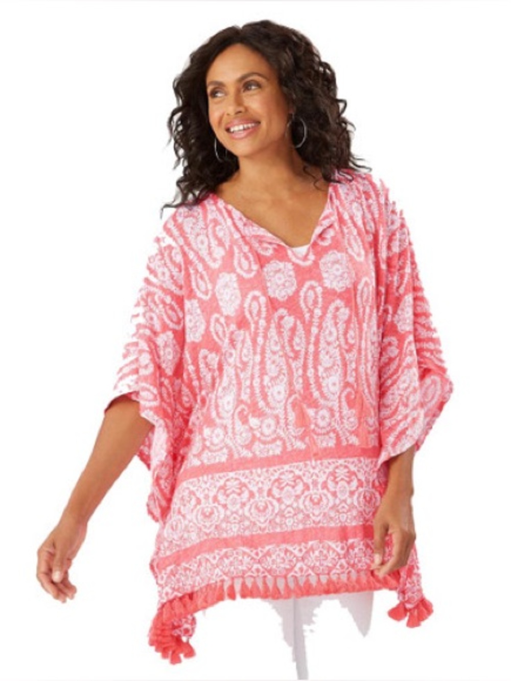 Tommy Bahama Paisley Palace Linnea Poncho Linen Tutti Frutti Size small
